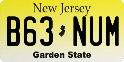 NJ license plate B63NUM