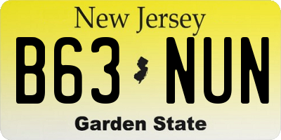 NJ license plate B63NUN