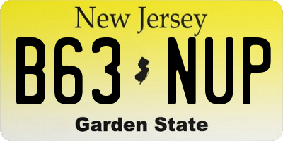 NJ license plate B63NUP