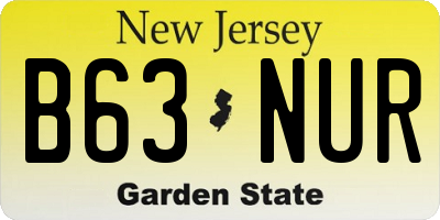 NJ license plate B63NUR