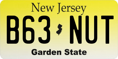 NJ license plate B63NUT