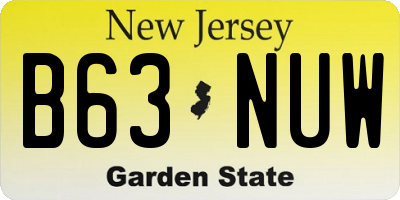 NJ license plate B63NUW