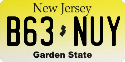 NJ license plate B63NUY