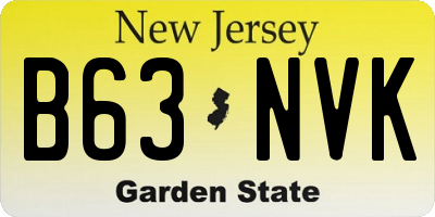 NJ license plate B63NVK