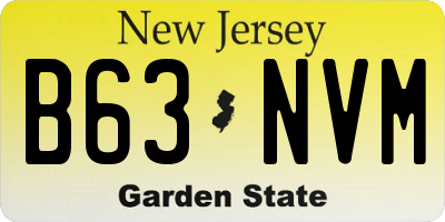 NJ license plate B63NVM
