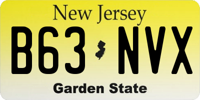 NJ license plate B63NVX