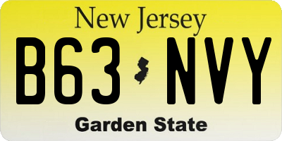 NJ license plate B63NVY