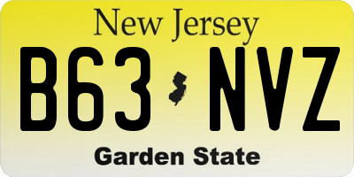 NJ license plate B63NVZ