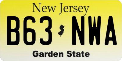 NJ license plate B63NWA