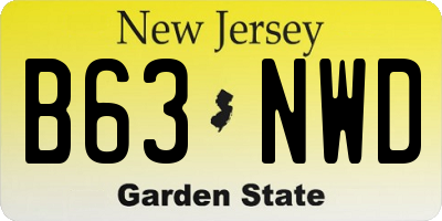 NJ license plate B63NWD