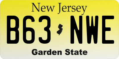 NJ license plate B63NWE