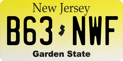 NJ license plate B63NWF