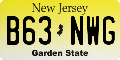 NJ license plate B63NWG