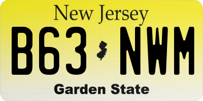 NJ license plate B63NWM