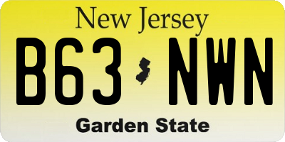 NJ license plate B63NWN