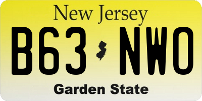NJ license plate B63NWO