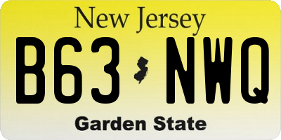 NJ license plate B63NWQ