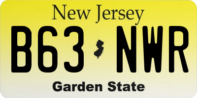 NJ license plate B63NWR