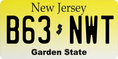 NJ license plate B63NWT