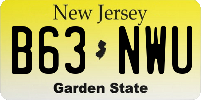 NJ license plate B63NWU