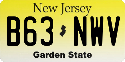 NJ license plate B63NWV