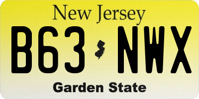 NJ license plate B63NWX