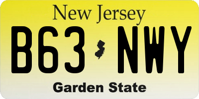 NJ license plate B63NWY