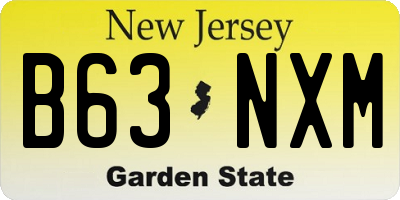 NJ license plate B63NXM