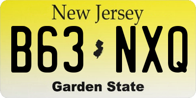 NJ license plate B63NXQ