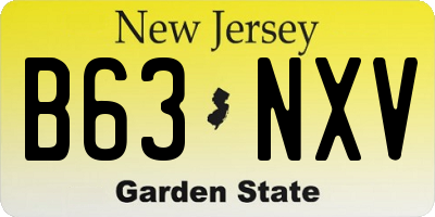NJ license plate B63NXV