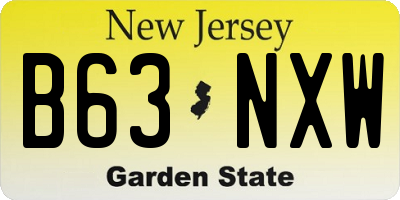 NJ license plate B63NXW