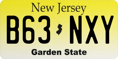 NJ license plate B63NXY