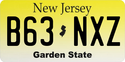 NJ license plate B63NXZ