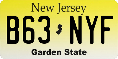 NJ license plate B63NYF