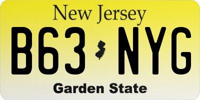 NJ license plate B63NYG