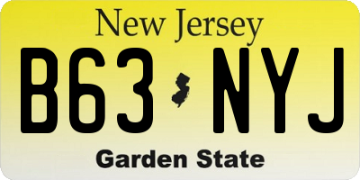 NJ license plate B63NYJ