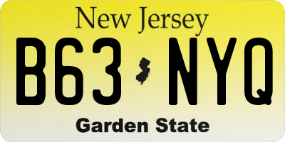 NJ license plate B63NYQ