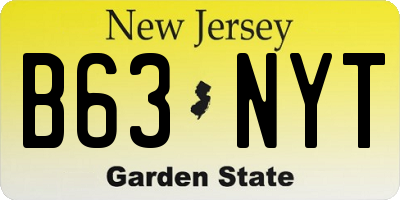 NJ license plate B63NYT