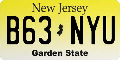 NJ license plate B63NYU