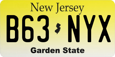 NJ license plate B63NYX