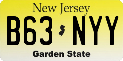 NJ license plate B63NYY