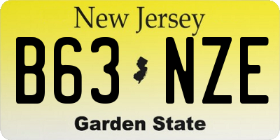 NJ license plate B63NZE