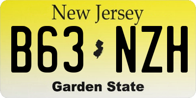 NJ license plate B63NZH
