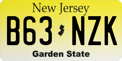 NJ license plate B63NZK