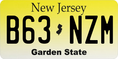 NJ license plate B63NZM