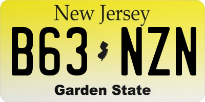 NJ license plate B63NZN
