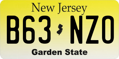 NJ license plate B63NZO
