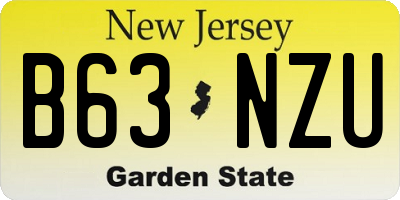 NJ license plate B63NZU