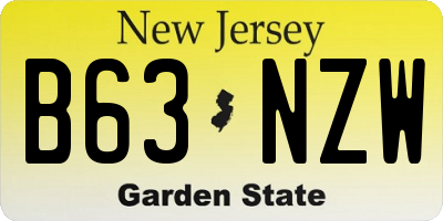 NJ license plate B63NZW