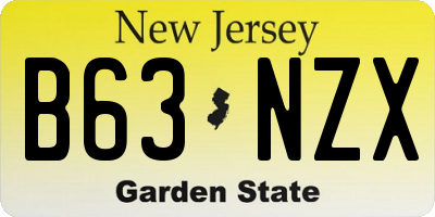 NJ license plate B63NZX